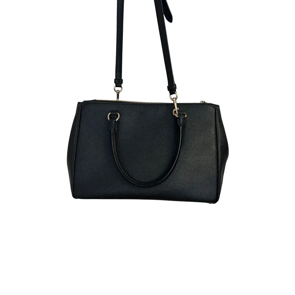 Coach‎ Black Crossgrain Leather Studded Carryall Satchel Bag